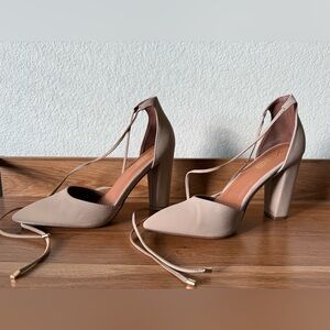 Women’s Tan Ankle Wrap Heels
